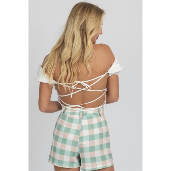 NEW MABLE linen puff sleeve open-back crop in white - Picture 5 of 5